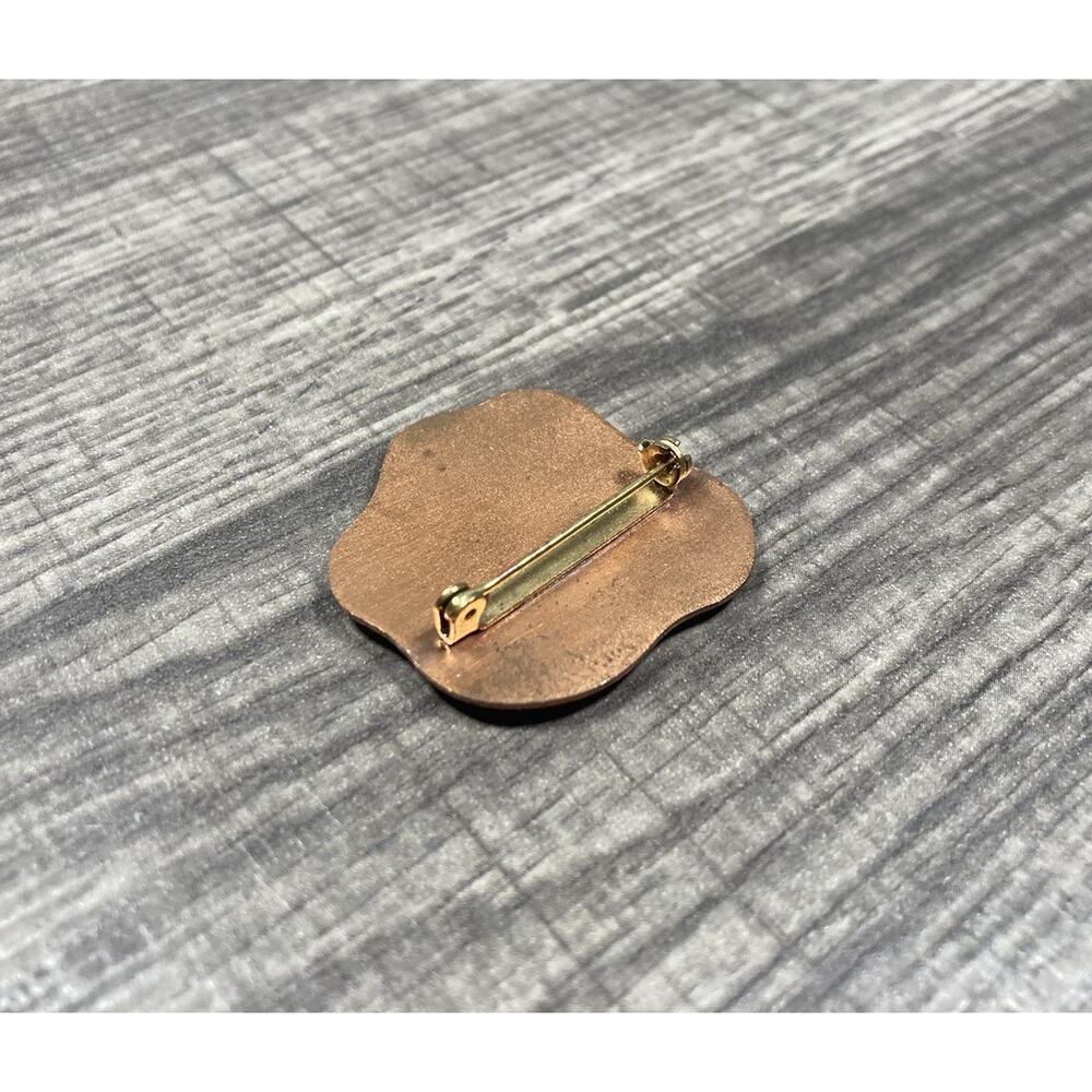 Vintage Enameled Maple Leaf Brooch On Copper Autumn Fall Tones - Picture 6 of 8